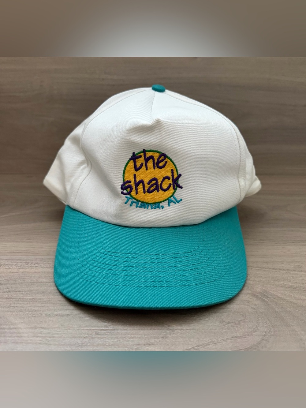 KC vintage The Shack Tirana AL Men’s snapback hat teal brim white